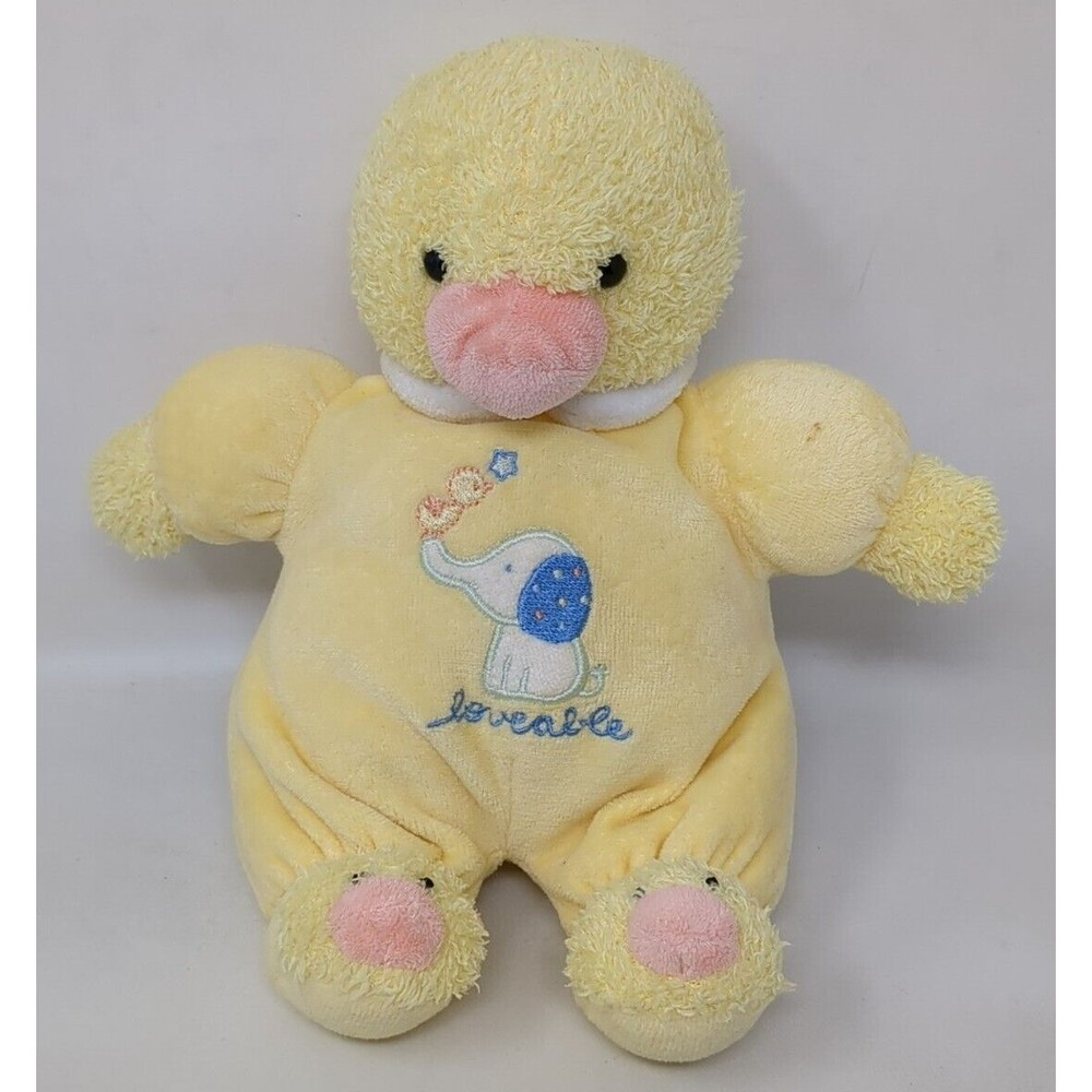 Carter's 2005 Yellow Baby Duck Terry Cloth Stuffed Animal Plush Toy Rattle 37556